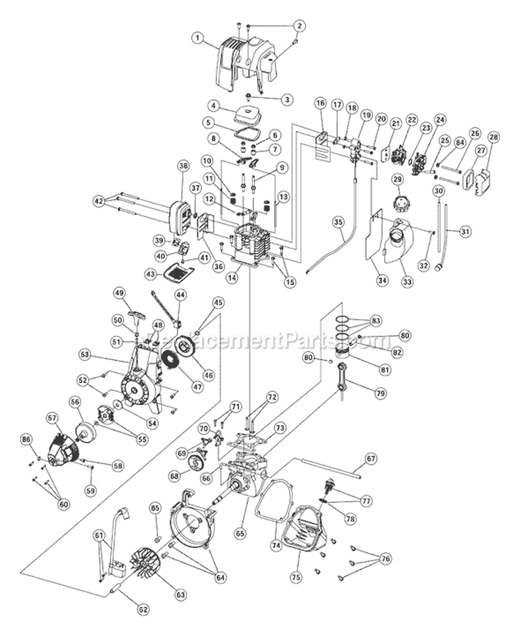 Page B Diagram and Parts List for YM26CS 41AD26CC901 Yard Man Trimmer